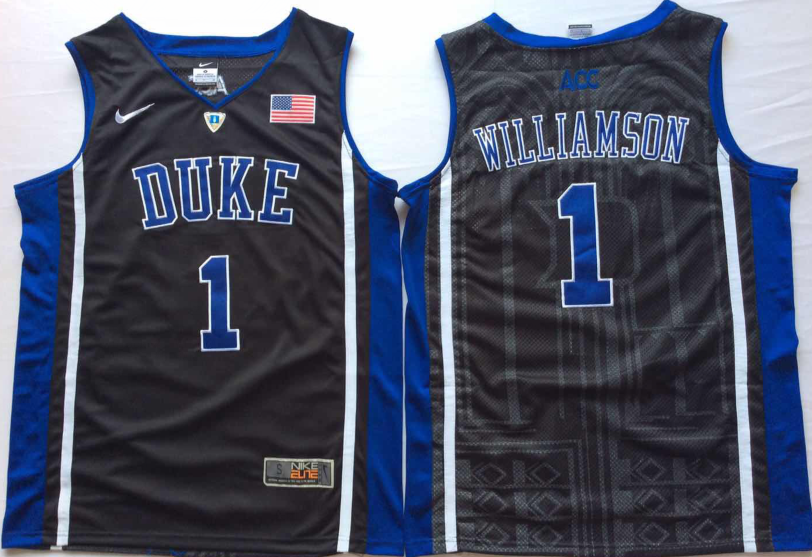 NCAA Men Duke Blue Devils Black #1 WILLIAMSON.->->NCAA Jersey